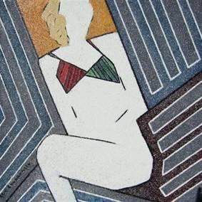 An abstract painting evokes contemplation and emotional wellbeing.