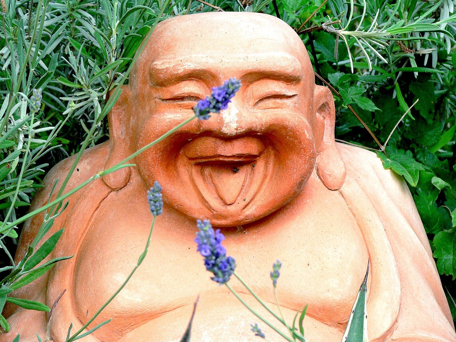 Pu-tai, a chinese monk who, for his contented nature, was and is well known as the "Laughing Buddha". To laugh is - following many Zen Masters - the most ancient meditation.